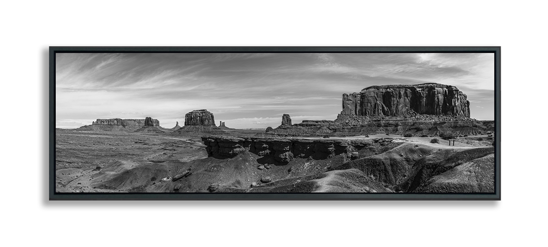 John Ford Point Monument Valley Black and White panoramic framed print