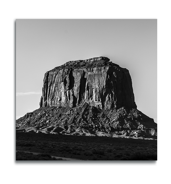 Monument Valley Square Metal Print desert butte in black and white