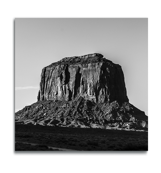 Monument Valley Square Metal Print desert butte in black and white