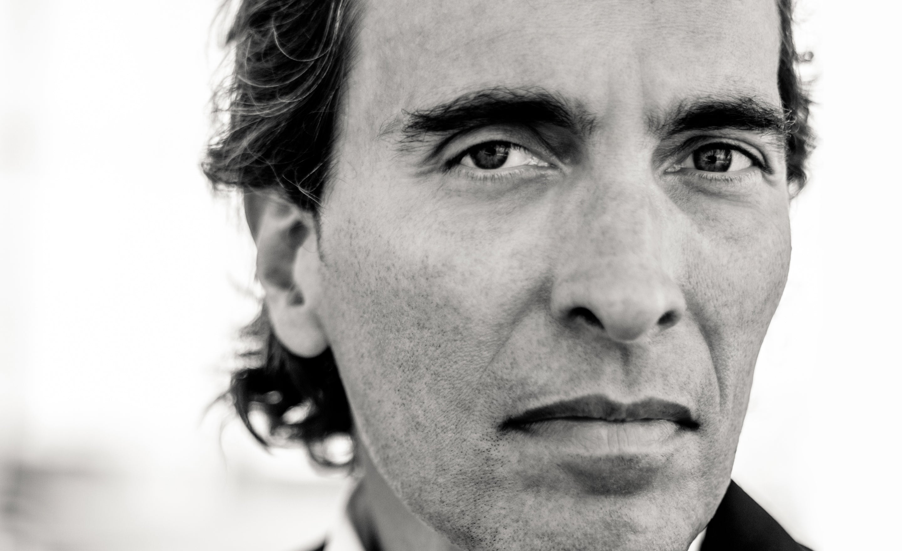 Fine Art black and white portrait Maestro Carlo Ponti in extreme closeup