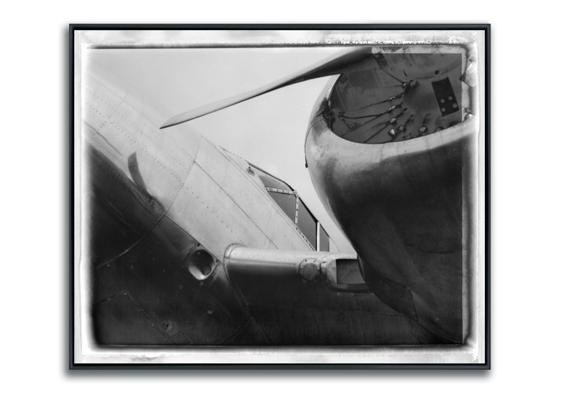 Vintage airplane photographed on Polaroid 665 Metal Print