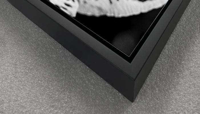 Aluminum print frame display detail of corner edge