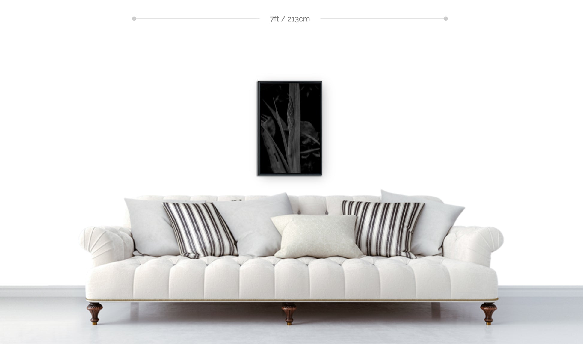Botanical wall decor preview 24x16 framed print displayed hanging above sofa